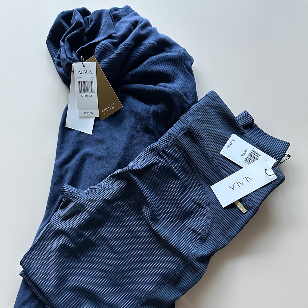 Alala 2 Piece Navy Set Cardigan And Leggings Size Medium And Large